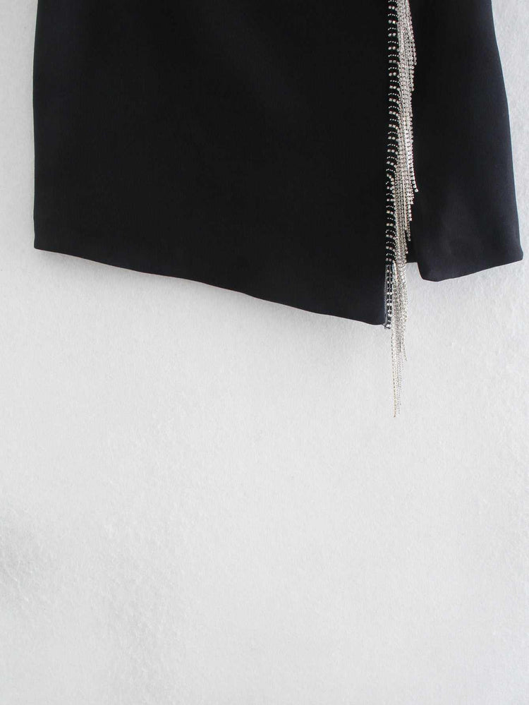 Artificial Gemstone Fringed Mini Skirt
