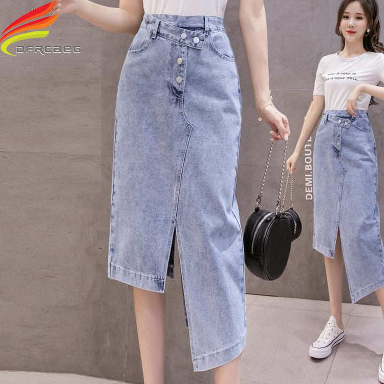 Autumn Irregular Long Denim Skirts