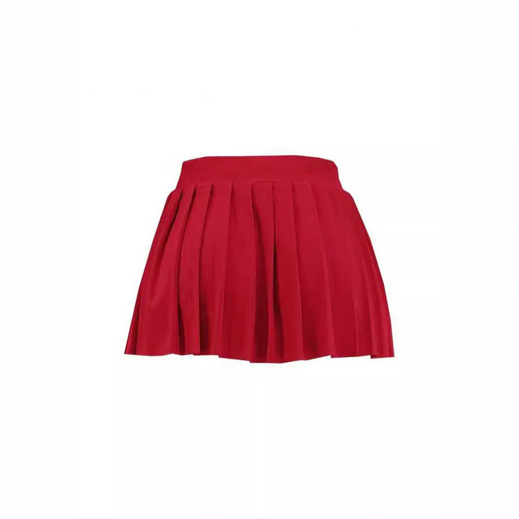 Female Solid Color Mini Pleated Skirt