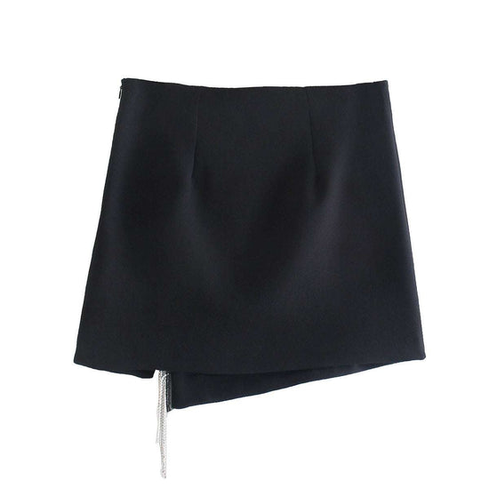 Artificial Gemstone Fringed Mini Skirt