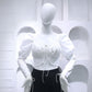 White square neck short crop top