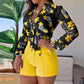 European and American Print Stand Collar Long Sleeve Shirt