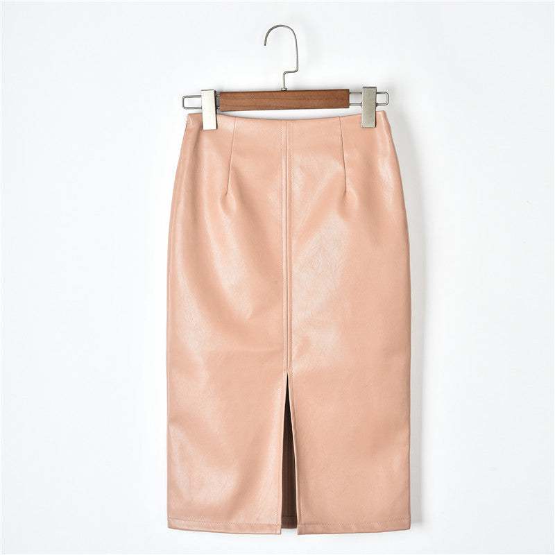 Slim leather high waist