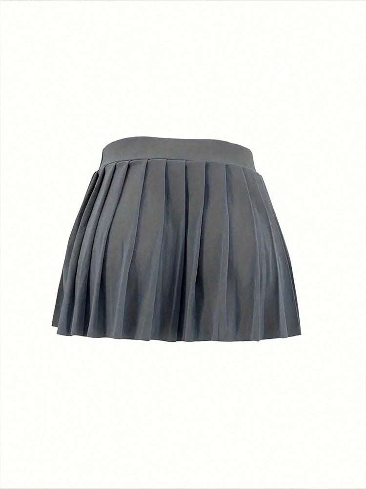 Female Solid Color Mini Pleated Skirt