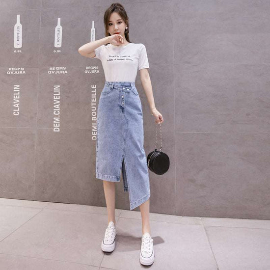 Autumn Irregular Long Denim Skirts