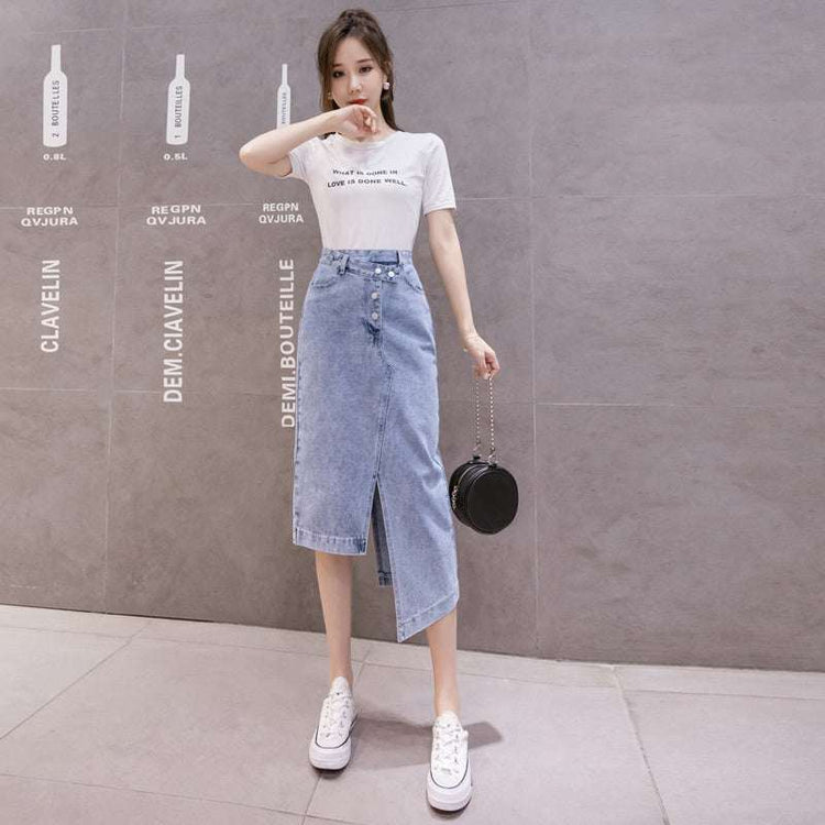 Autumn Irregular Long Denim Skirts
