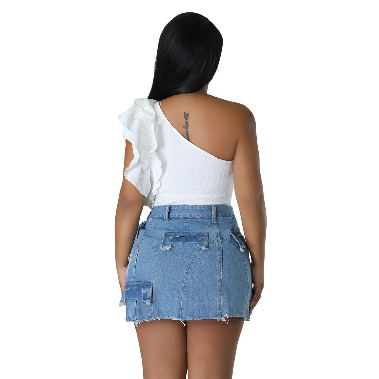 Ripped Pocket Denim