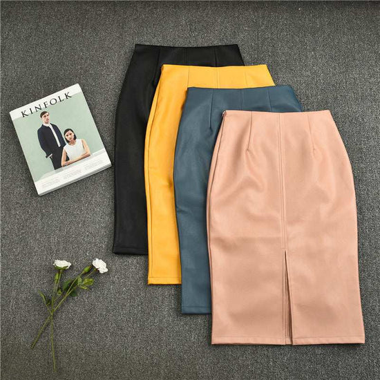 Slim leather high waist