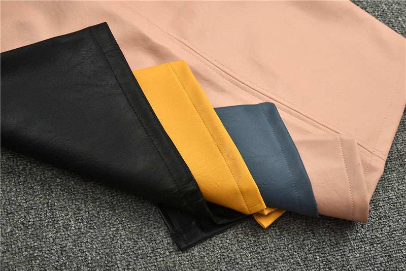 Slim leather high waist