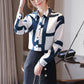 Lapel Color Loose Chiffon Shirt Top Cardigan Shirt Women&