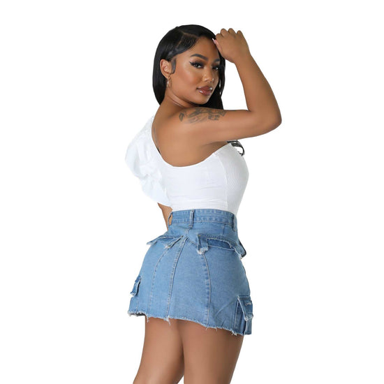 Ripped Pocket Denim