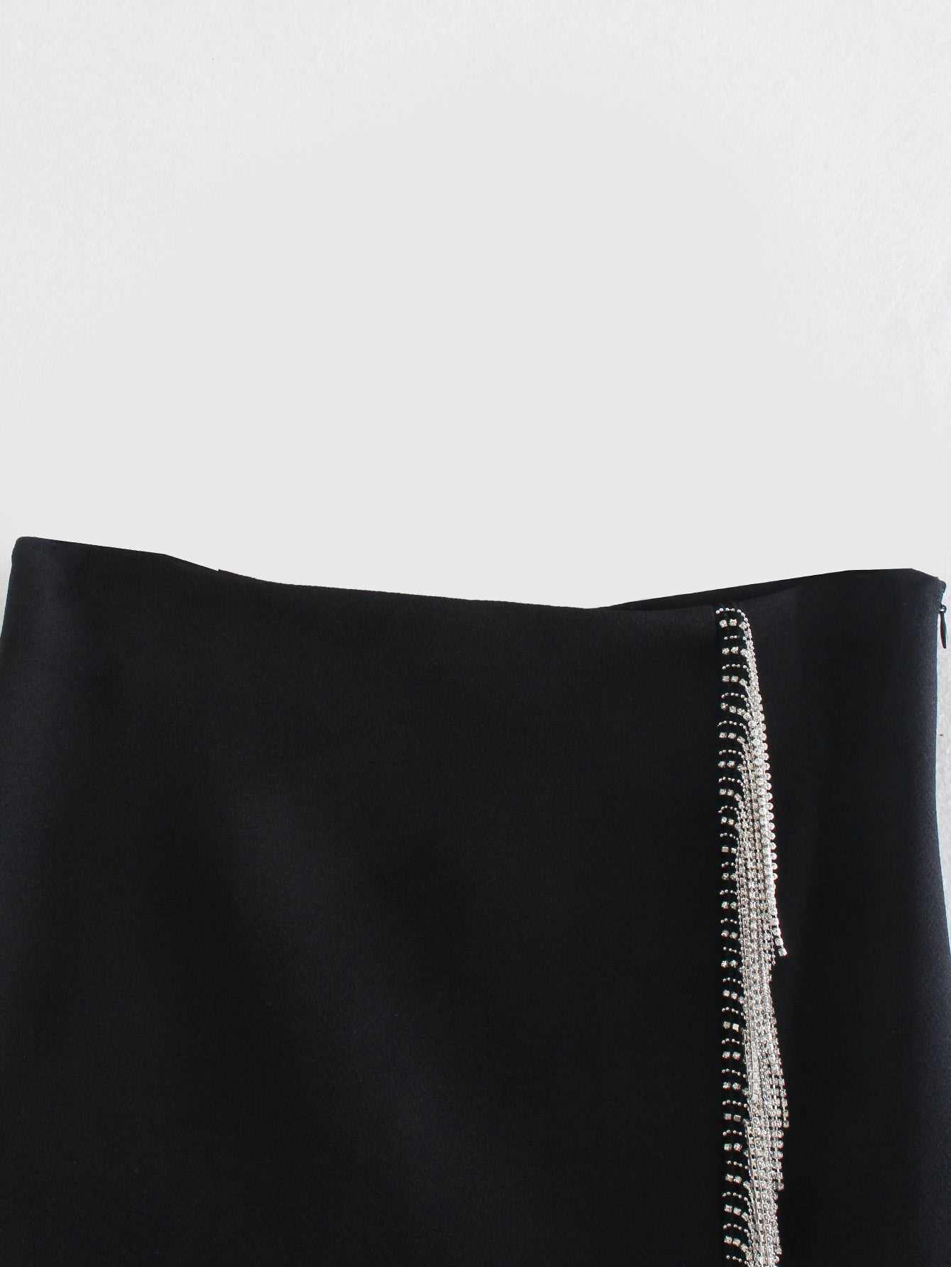 Artificial Gemstone Fringed Mini Skirt